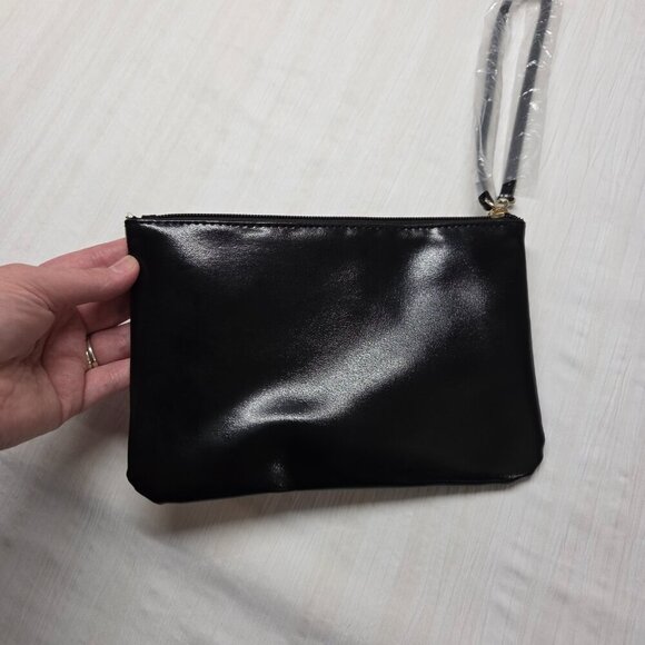 Victoria's Secret Limited Edition Black Sequin Wristlet Cosmetic Makeup Bag 9"x6 - Picture 3 of 7